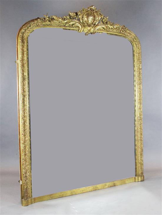 A Victorian giltwood and gesso large overmantel, W.5ft 4in. H.7ft